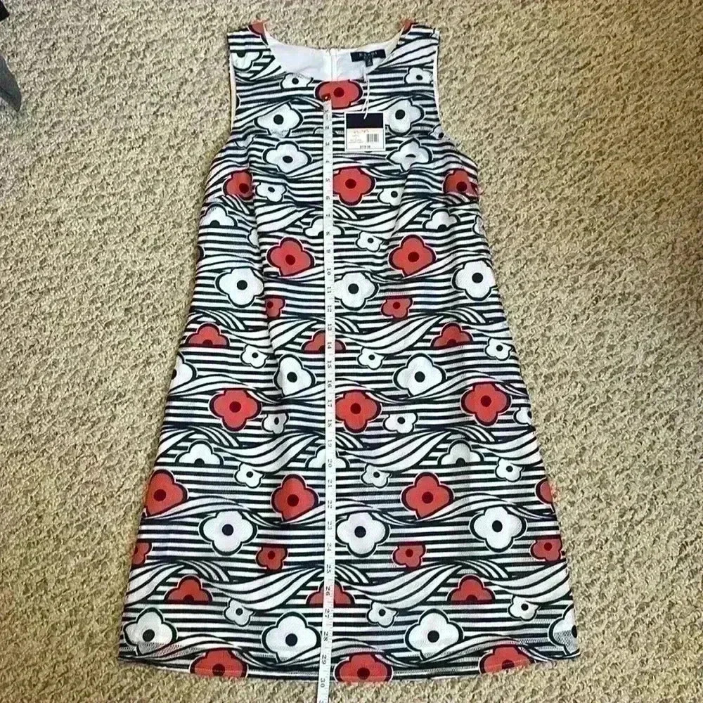 Kaari Blue NWT Navy Blue, White & Pink Floral Sleeveless Sheath Dress Women Sz 2 - Picture 11 of 14